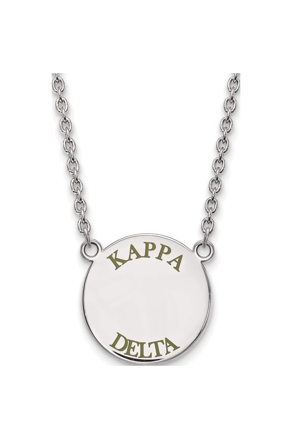 Sterling Silver Rh-Plated Logoart Kappa Delta Large Enl Pend With Necklace (18 X 19) Made In United States ss015kd-18