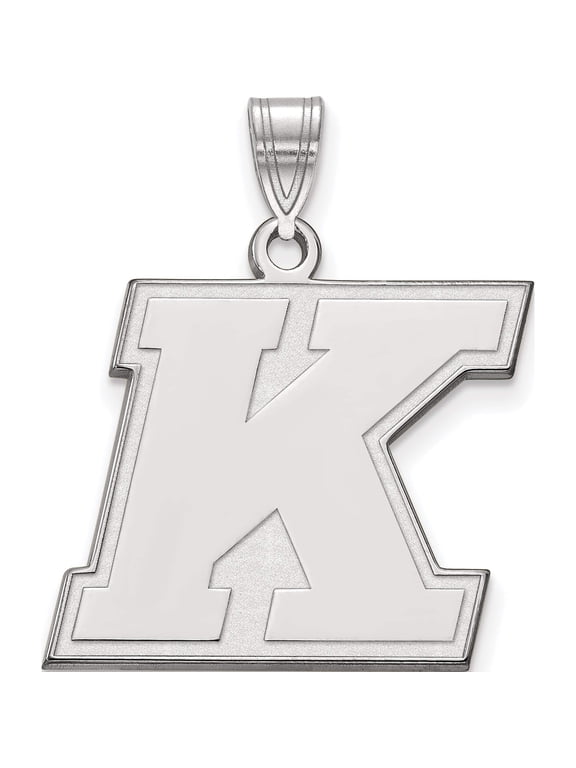 Sterling Silver Rhodium-plated LogoArt Kent State University Letter K Large Pendant