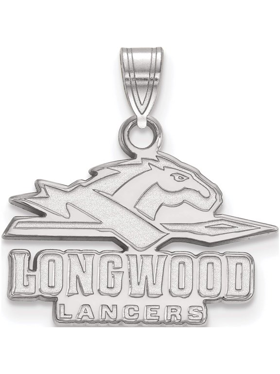 Sterling Silver Rhodium-plated LogoArt Longwood University Lancers Small Pendant