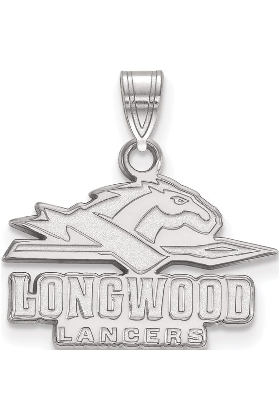Sterling Silver Rhodium-plated LogoArt Longwood University Lancers Small Pendant