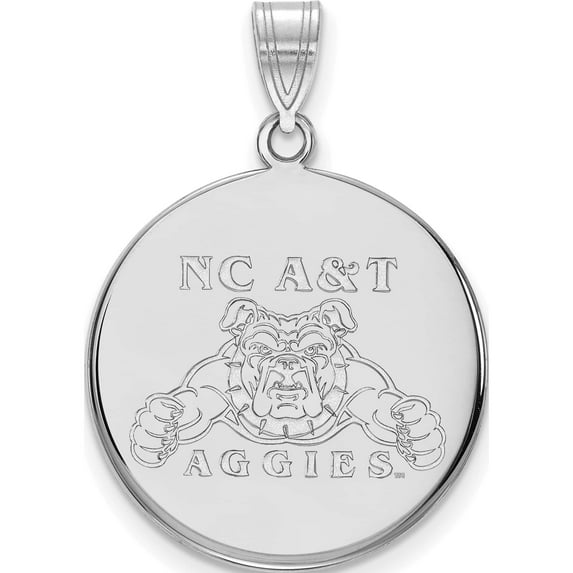 Sterling Silver Rh-Plated Logoart North Carolina A&T Large Disc Pendant (28 X 21) Made In United States ss001nca