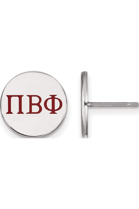 Sterling Silver Rhodium-plated LogoArt Pi Beta Phi Sorority Greek Letters Color Enamel Post Earrings