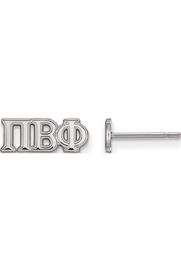 Sterling Silver Rhodium-plated LogoArt Pi Beta Phi Sorority Greek Letters Extra Small Post Earrings