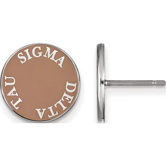 Sterling Silver Rh-Plated Logoart Sigma Delta Tau Enameled Post Earrings (12 X 12) Made In United States ss019sdt