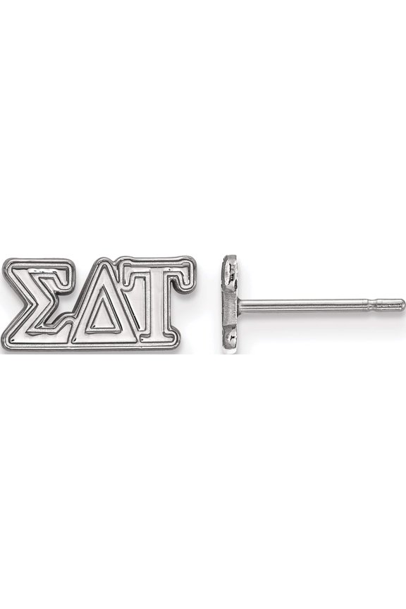 Sterling Silver Rh-Plated Logoart Sigma Delta Tau Xs Post Earrings (6 X 11) Made In United States ss005sdt