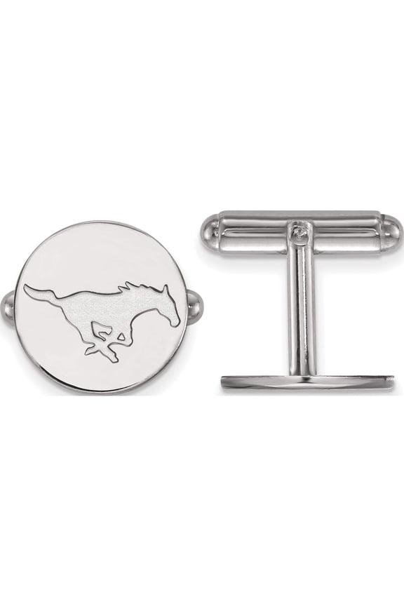 Sterling Silver Rh-Plated Logoart Southern Methodist University Cuff Link (15 X 15) Made In United States ss010smu