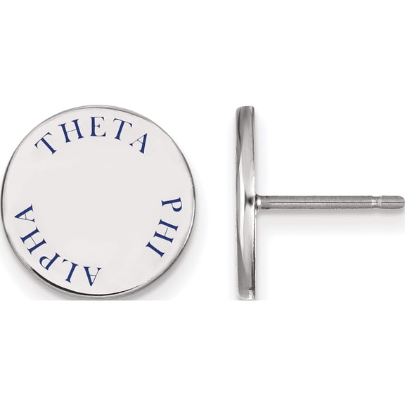 Jewelry by Sweet Pea Sterling Silver Rhodium-plated LogoArt Theta Phi Alpha Sorority Text Color Enamel Post Earrings