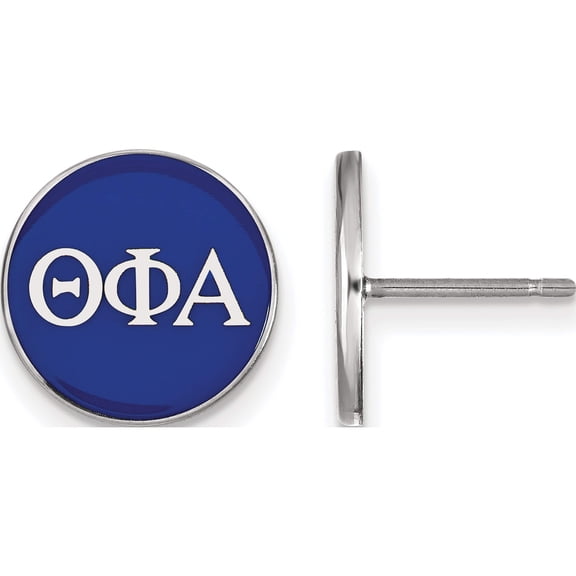 Jewelry by Sweet Pea Sterling Silver Rhodium-plated LogoArt Theta Phi Alpha Sorority Greek Letters Color Enamel Post Earrings