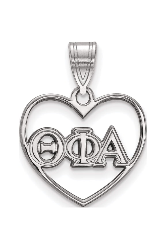 Sterling Silver Rh-Plated Logoart Theta Phi Alpha Heart Pendant (21 X 17) Made In United States ss008tpa