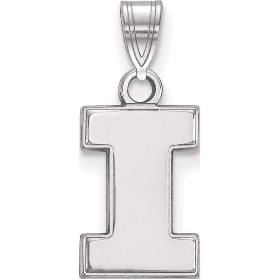 Sterling Silver Rh-Plated Logoart University Of Illinois Small Pendant (19 X 9) Made In United States ss002uil