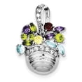 thumbnail image 1 of Sterling Silver Rh Plated Multi-Color Gemstone Basket Pendant And Pin (32 X 24) Made In China qp901, 1 of 2