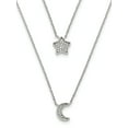 thumbnail image 1 of Sterling Silver Rh-Plated Polished Cz Moon And Star Double Strand Necklace Made In China qg3948-16, 1 of 3