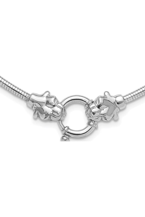 Sterling Silver Rh-Plated Polished Panther Round Cubetto Style Necklace (Width 14.8) (Length 18) - Jbsp