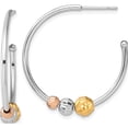 thumbnail image 1 of Sterling Silver Rh-Plated Rose/Gold-Tone D/C Beaded C-Hoop Earrings (Width 31) (Length 30.2) - Jbsp, 1 of 5