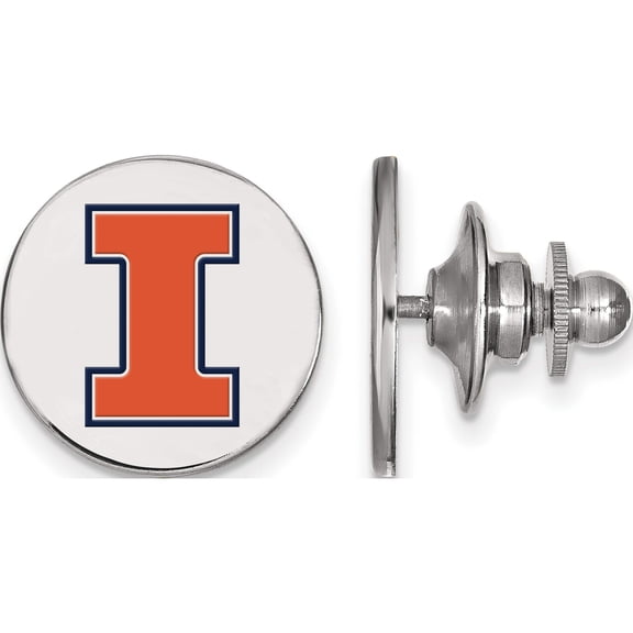 Sterling Silver Rh-Plated University Of Illinois Tie Tac Made In United States ss076uil