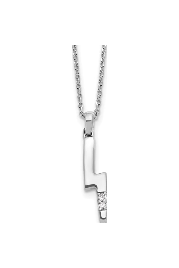 White Ice Sterling Silver Rhodium-plated 18 inch Diamond Lightning Bolt Necklace plus 2 inch Extender