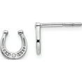 thumbnail image 1 of Sterling Silver Rh Plated White Ice Diamond Horseshoe Post Earrings (8.7 X 7.6) Made In India qw421, 1 of 2