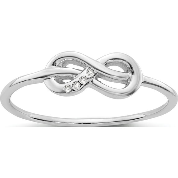 Sterling Silver Rh Plated White Ice Infinity Diamond Ring (Size 6) Made In India qw348-6
