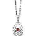 thumbnail image 1 of Sterling Silver Rh Plated White Ice W/ Garnet W/2In Ext Necklace (Width 1.25) (Length 18) - Jbsp, 1 of 5