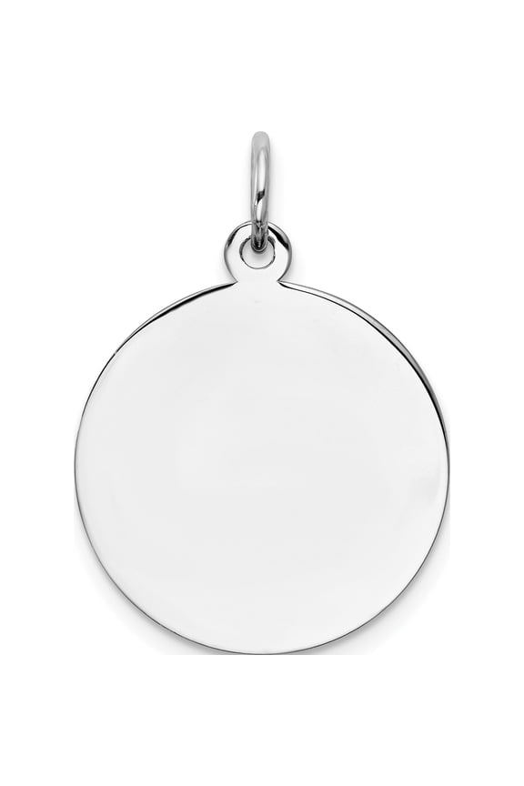 SS Rh-plt Engraveable Round Polished FrontSatin Back Disc Charm Sterling Silver Engravable Breathtaking Sparkling Unique A classic choice for celebrating love and achievement