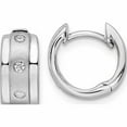 thumbnail image 1 of Sterling Silver Rh Polished Cz Hoop Earrings (11.92 X 12.39) Made In Thailand qe16284, 1 of 7