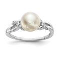thumbnail image 1 of Sterling Silver Rh-plated 8-9mm White FW Cultured Pearl CZ Ring, 1 of 6