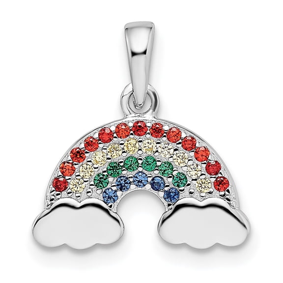Finest Gold Sterling Silver Rhodium-Plated Multi Color Nano Crystal Rainbow Pendant