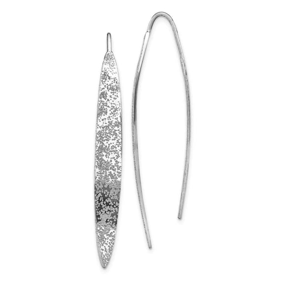 Sterling Silver Rh-plated Polished Textured Threader Earrings