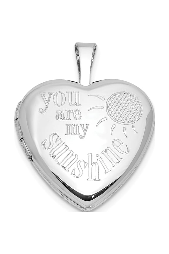 Sterling Silver Rh-plated YOU ARE MY SUNSHINE 16mm Heart Locket Material Primary Purity Elegant Refined Unique Ideal for collectors and jewelry lovers