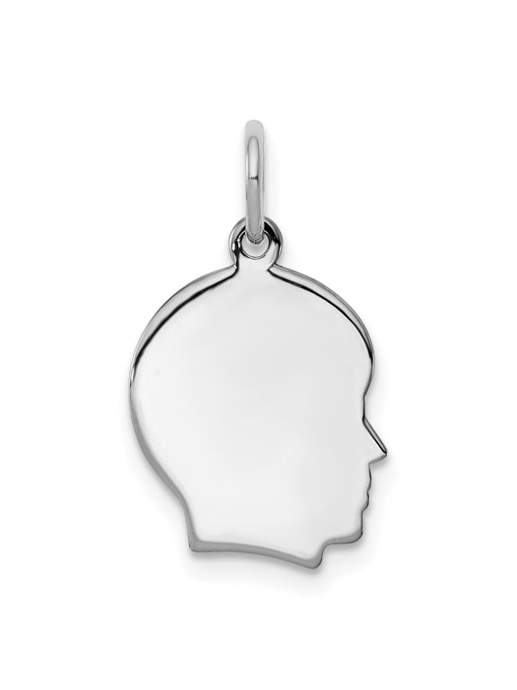 Sterling Silver Rh-plt Engraveable Boy Disc Charm Polish on Front/Back QM347/18P