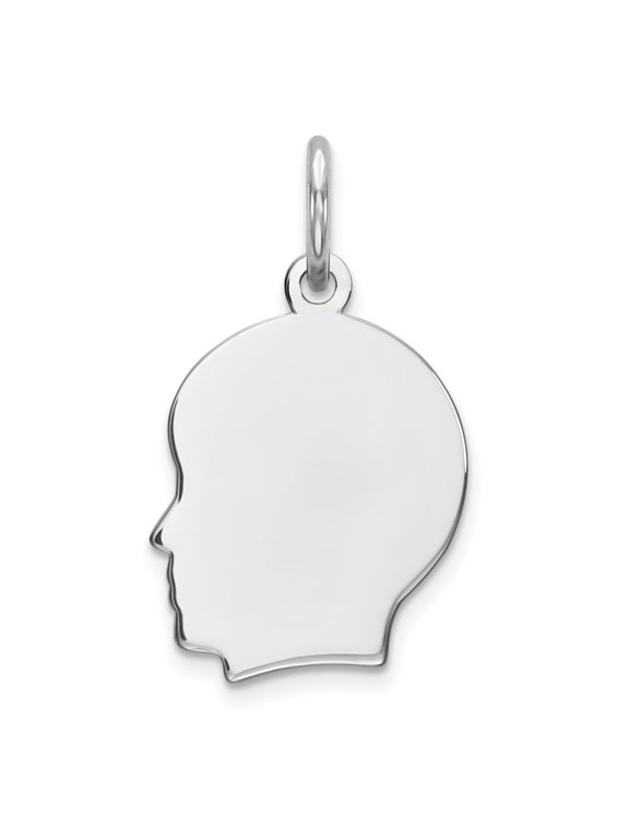 Sterling Silver Rh-plt Engravable Boy Disc Charm Polish on Front/Back QM348/18P