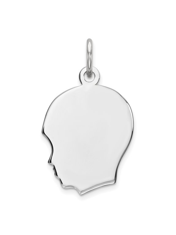 Sterling Silver Rh-plt Engravable Boy Disc Charm Polish on Front/Back QM354/18P