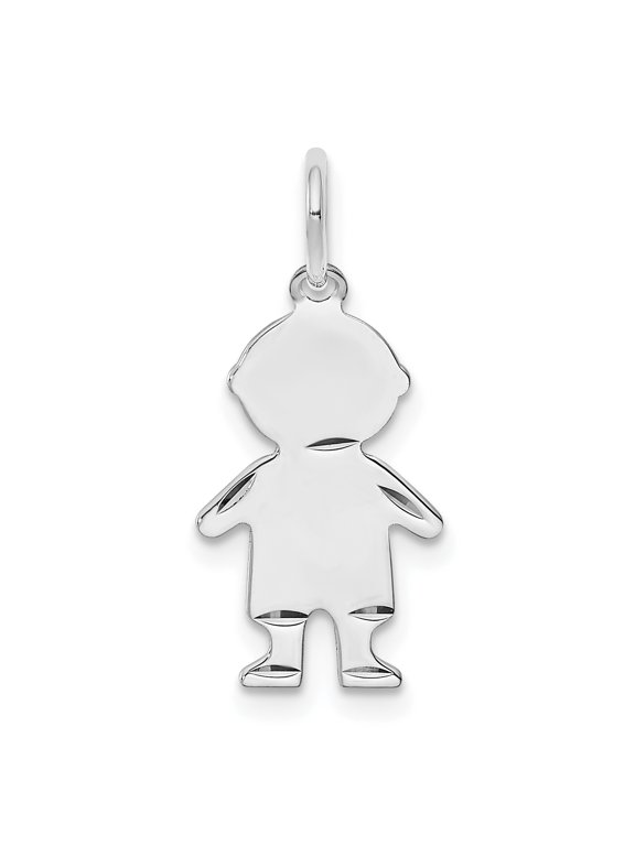 Sterling Silver Rh-plt Engraveable Boy Polished Front/Back Disc Charm QM327/18P