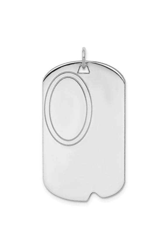 Sterling Silver Rh-plt Engravable Dog Tag Polished Front/Back Disc Charm QM444/35P