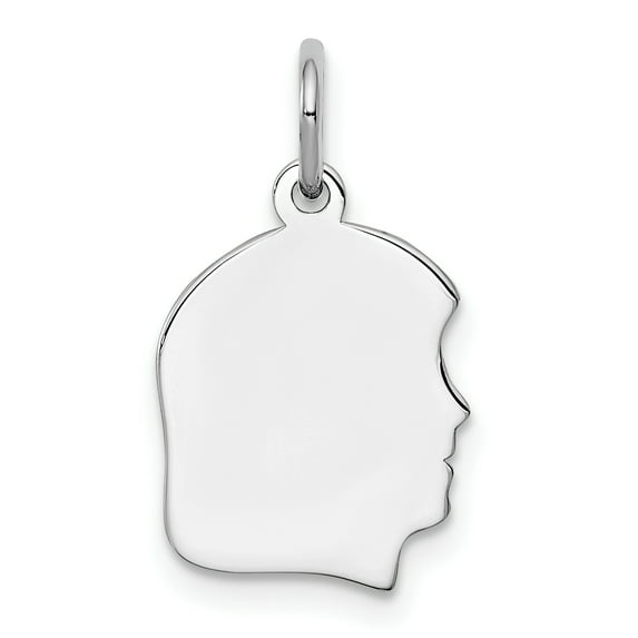 Sterling Silver Rh-plt Engraveable Girl Disc Charm Polish on Front/Back QM346/18P