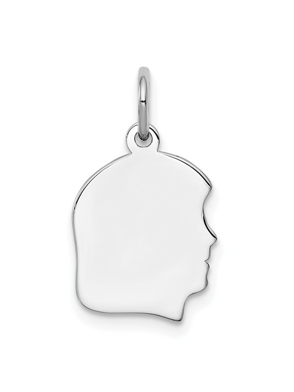 Sterling Silver Rh-plt Engraveable Girl Disc Charm Polish on Front/Back QM346/18P