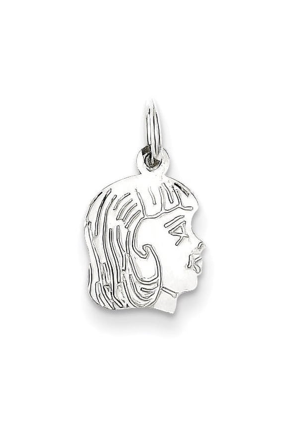 Sterling Silver Rh-plt Engraveable Girl Disc Charm Polish on Front/Back QM350/18P