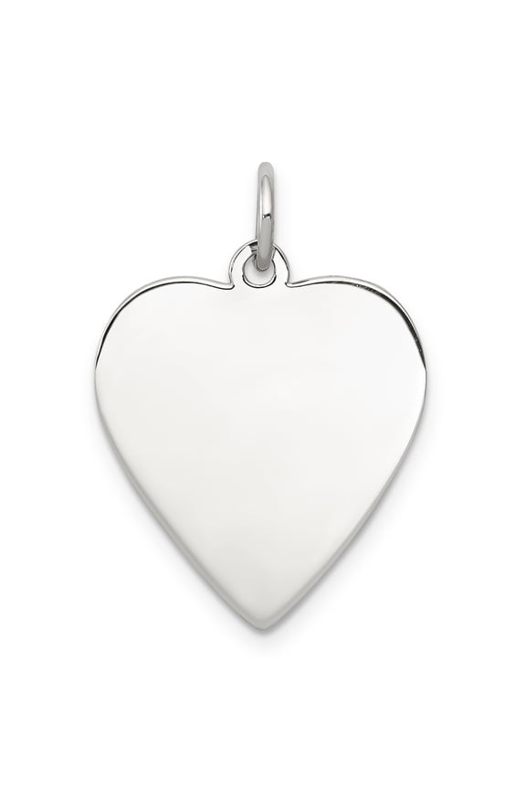 Sterling Silver Rh-plt Engraveable Heart Polished Front/Back Disc Charm QM391/18P