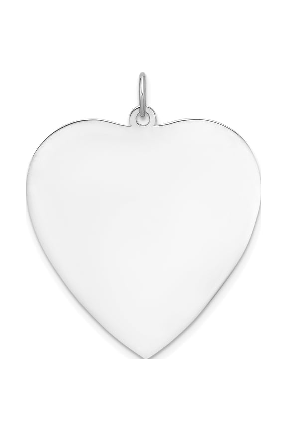 SS Rh-plt Engraveable Heart Polished FrontSatin Back Disc Charm Sterling Silver Material Lustrous Beautiful Gorgeous Designed for those who cherish timeless beauty