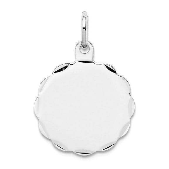 925 Sterling Silver Polished Engraveable Disc Charm 22x15mm Wide Pendant Necklace for Women