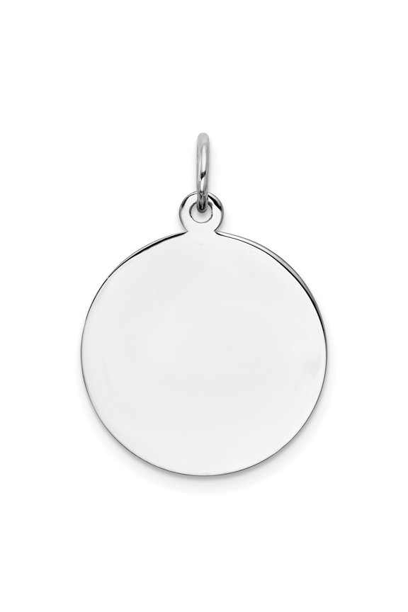 Sterling Silver Rh-plt Engraveable Round Polished Front/Back Disc Charm QM371/50P
