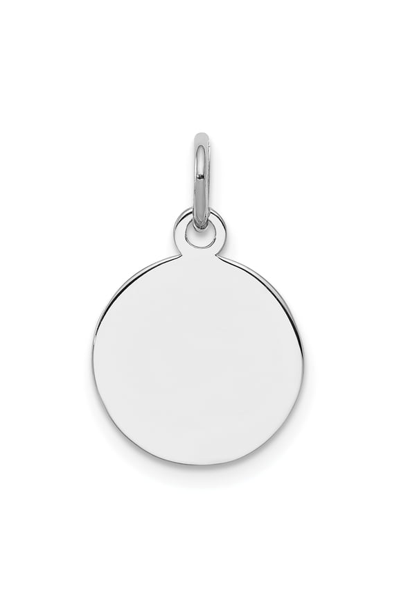 Sterling Silver Rh-plt Engraveable Round Polished Front/Back Disc Charm QM497/18P
