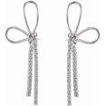thumbnail image 1 of Sterling Silver Rhinestone Bow Dangle Earrings for Women Crystal Stud Earrings Drop Tassels Statement Earrings Bridal Wedding, 1 of 10