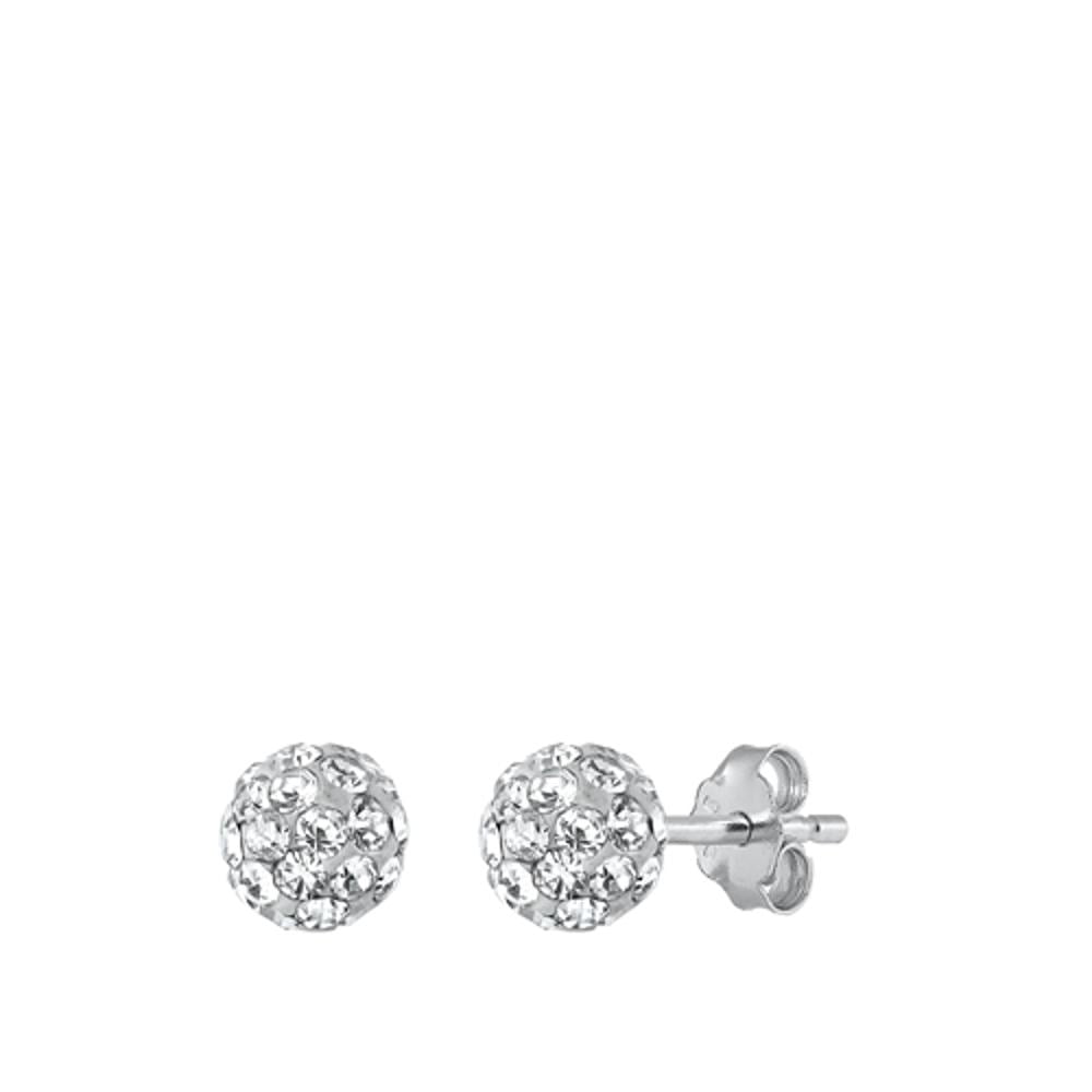 Sterling Silver Rhinestone Simulated Clear Earrings 925 New Jewelry Female Unisex