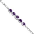thumbnail image 1 of Sterling Silver Rhod-Plat Amethyst Bracelet (8 X 8.8) Made In Thailand qg5058-8, 1 of 5