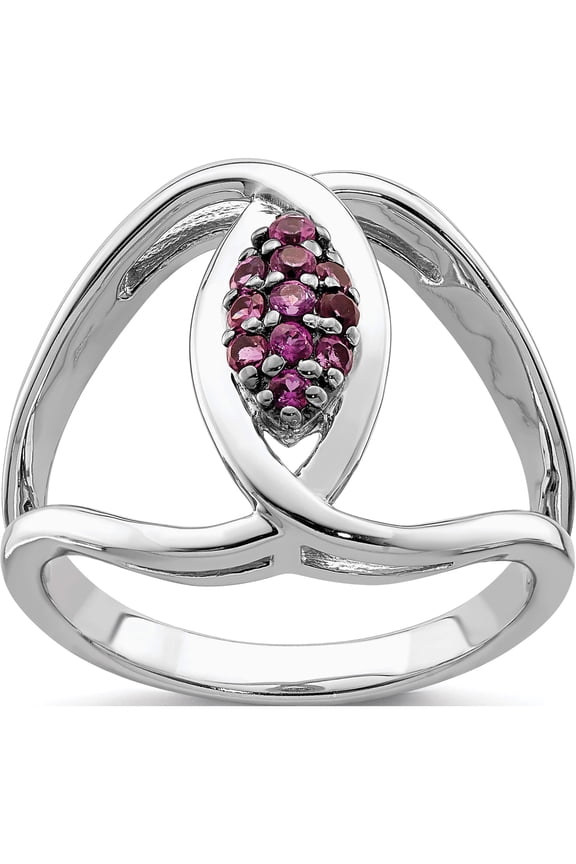 Sterling Silver Rhod-plat Rhodolite Garnet Ring