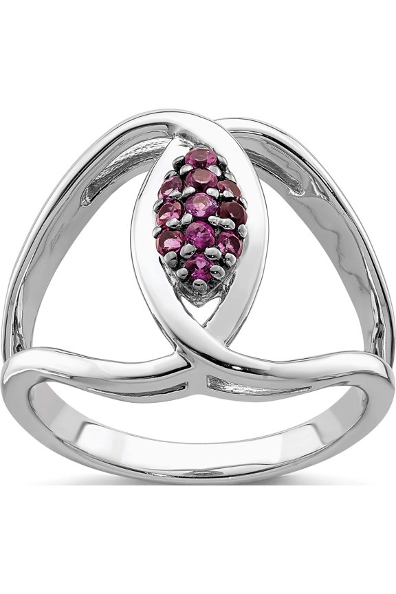 Sterling Silver Rhod-Plat Rhodolite Garnet Ring (Size 7) Made In Thailand qr7055-7