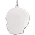thumbnail image 1 of Sterling Silver Rhod-Plate Eng. Boy Polished Front & Back Disc Charm (32 X 21) Made In United States qm521/50p, 1 of 4