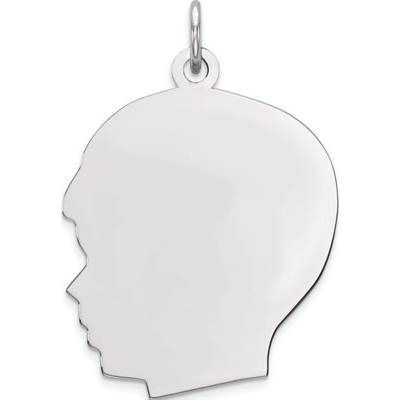 Sterling Silver Rhod-Plate Eng. Boy Polished Front & Back Disc Charm (32 X 21) Made In United States qm521/50p