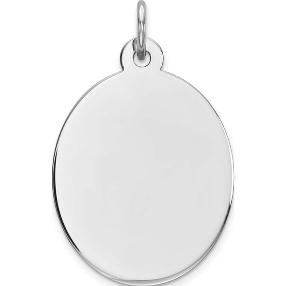 Sterling Silver Rhod-Plate Eng. Oval Polish Front/Satin Back Disc Charm (26 X 17) Made In United States qm453/35
